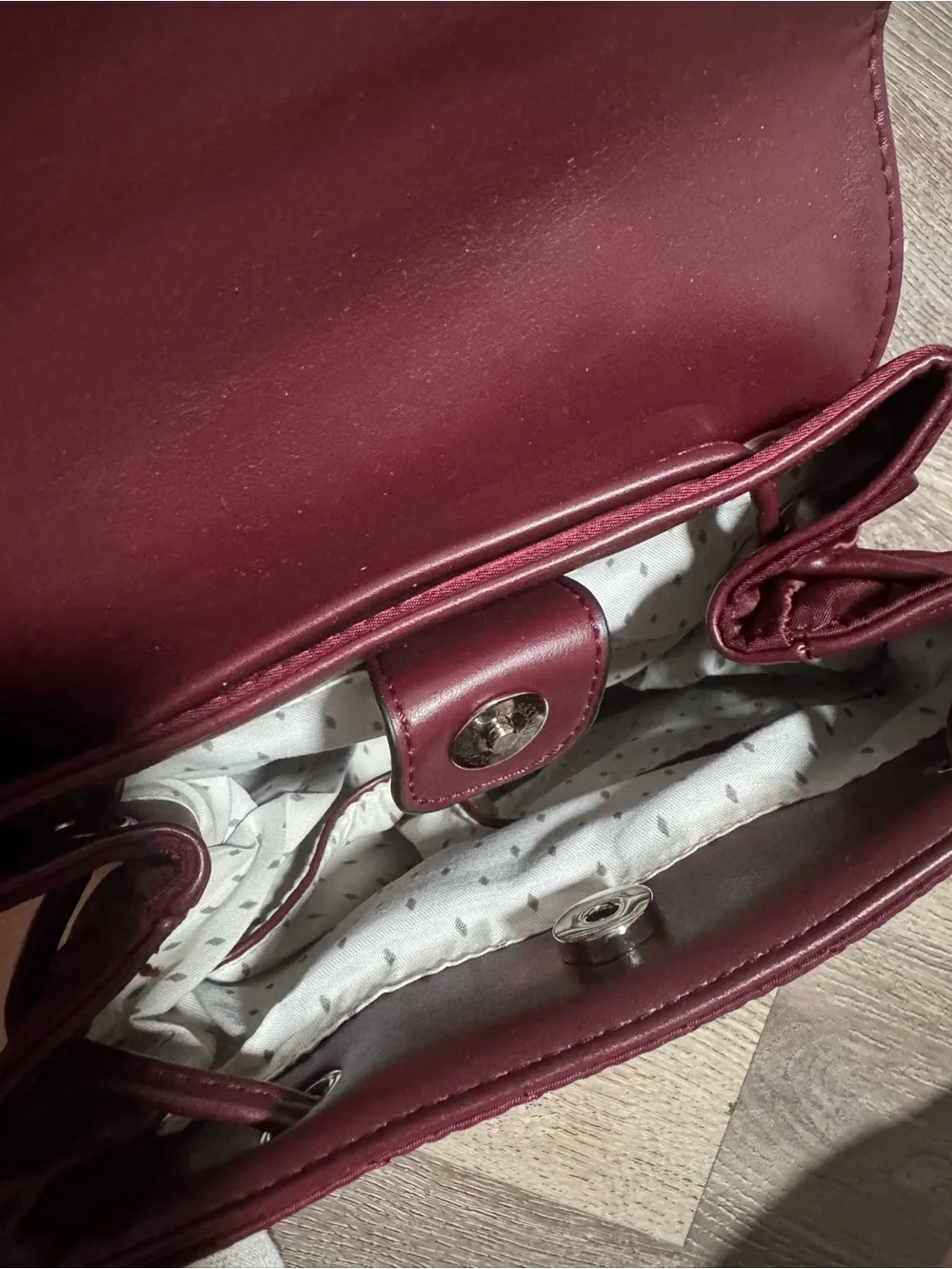 Vanessa Williams Quilted Burgundy Mini Backpack with V Accent